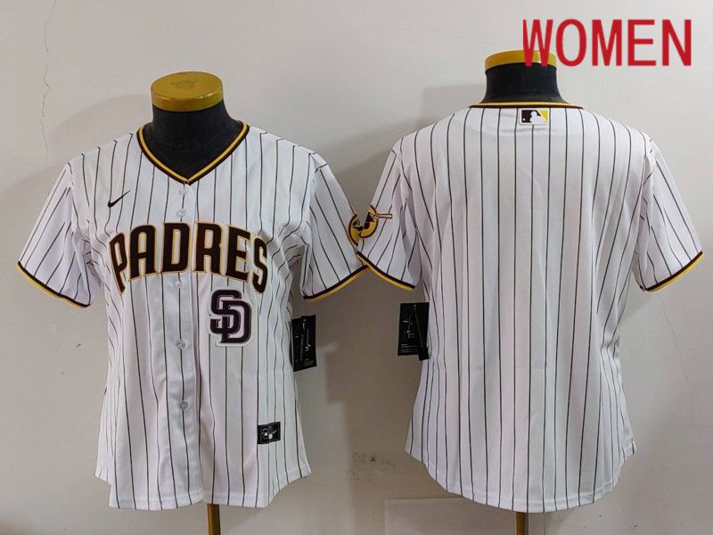 Women San Diego Padres Blank White Stripe Game 2024 Nike MLB Jersey style 8->san diego padres->MLB Jersey